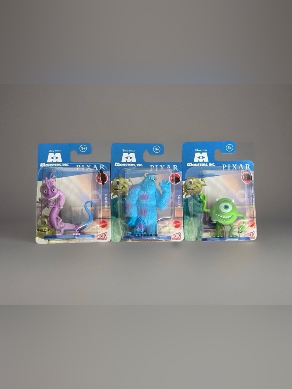 SET OF 3 MINI FIGURES DISNEY PIXAR MONSTERS INC SULLEY MIKE WAZOWSKI RANDALL